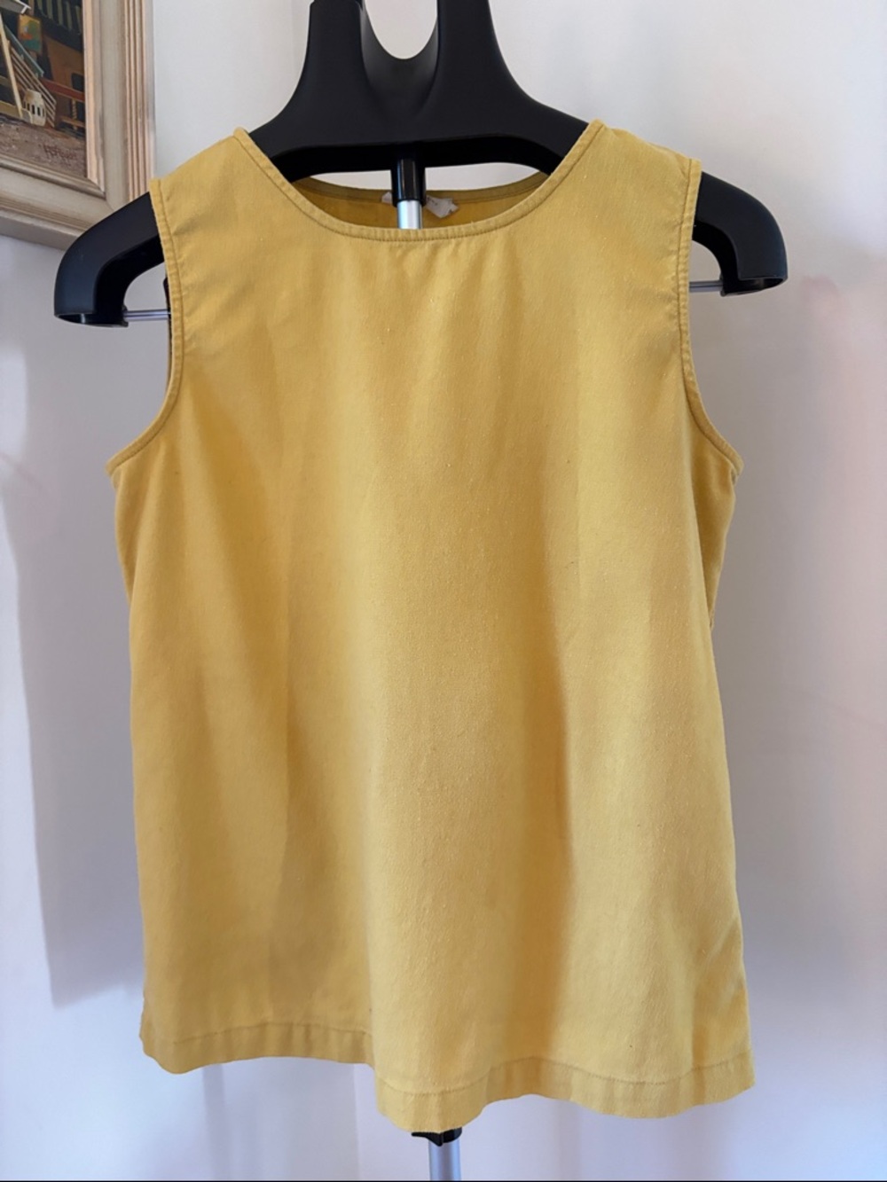 Yellow Sleeveless Women's Boxy Tank Top 100% Linen Minimalist